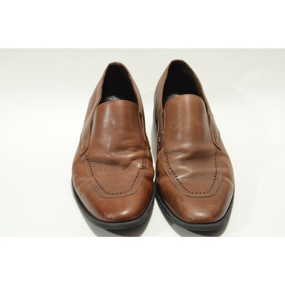 Stacy Adams 10 D Brown Leather Slip On‎ Oxford Dress Shoes - Picture 5 of 7